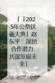 「2025年公祭伏羲大典」赵东平：深挖合作潜力 共谋发展未来