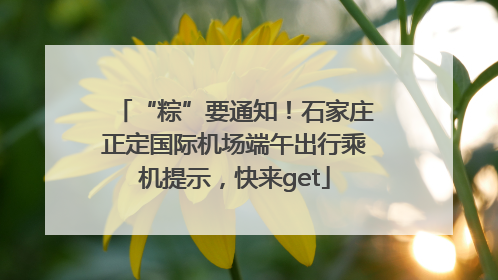 “粽”要通知！石家庄正定国际机场端午出行乘机提示，快来get