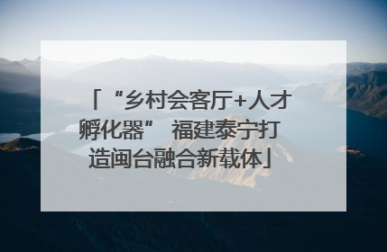“乡村会客厅+人才孵化器” 福建泰宁打造闽台融合新载体