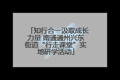知行合一汲取成长力量 南通通州兴东街道“行走课堂”实地研学活动