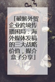破解外贸企业跨境传播困局：海外媒体发稿的三大战略价值，媒介盒子分享