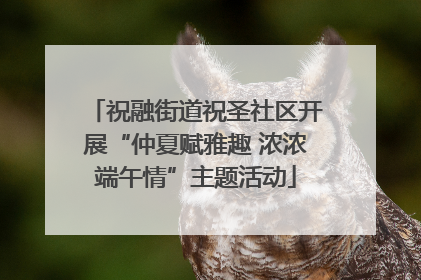 祝融街道祝圣社区开展“仲夏赋雅趣 浓浓端午情”主题活动