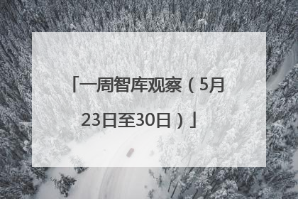 一周智库观察（5月23日至30日）