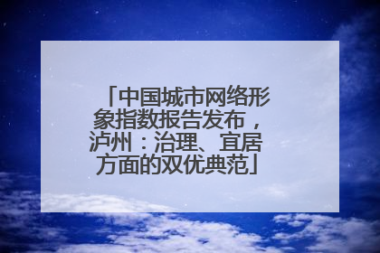 中国城市网络形象指数报告发布，泸州：治理、宜居方面的双优典范