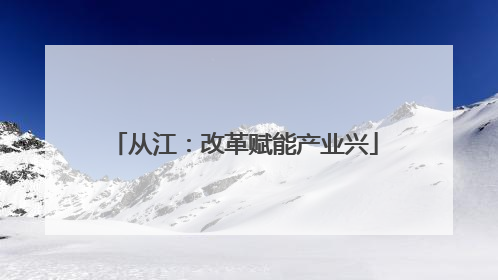 从江：改革赋能产业兴