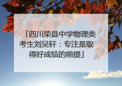 四川荣县中学物理类考生刘昊轩：专注是取得好成绩的前提
