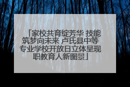 家校共育绽芳华 技能筑梦向未来 卢氏县中等专业学校开放日立体呈现职教育人新图景