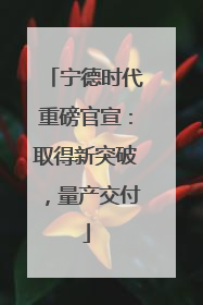 宁德时代重磅官宣：取得新突破，量产交付