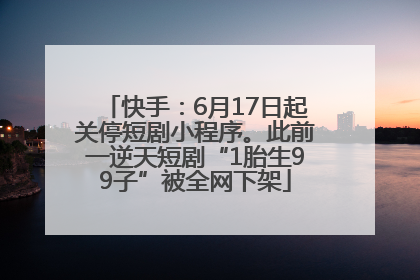 快手：6月17日起关停短剧小程序。此前一逆天短剧“1胎生99子”被全网下架