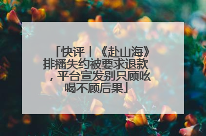 快评丨《赴山海》排播失约被要求退款，平台宣发别只顾吆喝不顾后果