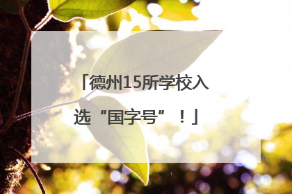 德州15所学校入选“国字号”！