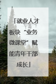 就业人才板块“业务微课堂”赋能青年干部成长