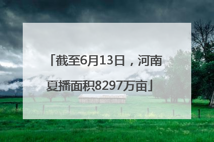 截至6月13日，河南夏播面积8297万亩