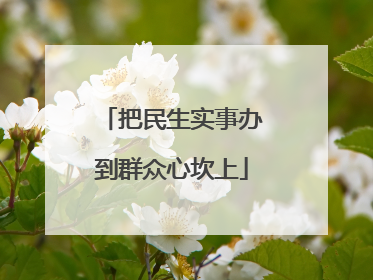 把民生实事办到群众心坎上