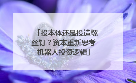 投本体还是投造螺丝钉？资本重新思考机器人投资逻辑