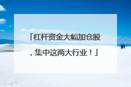 杠杆资金大幅加仓股，集中这两大行业！