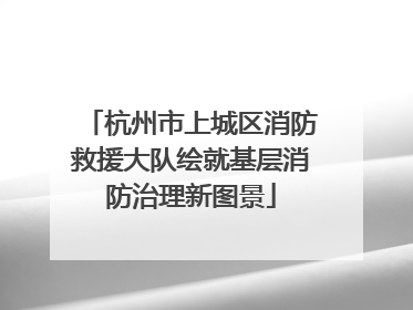 杭州市上城区消防救援大队绘就基层消防治理新图景