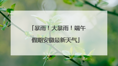 暴雨！大暴雨！端午假期安徽最新天气