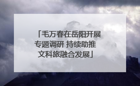 毛万春在岳阳开展专题调研 持续助推文科旅融合发展
