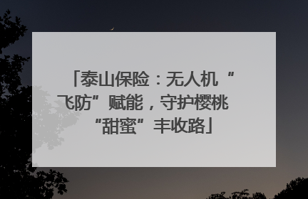 泰山保险：无人机“飞防”赋能，守护樱桃“甜蜜”丰收路