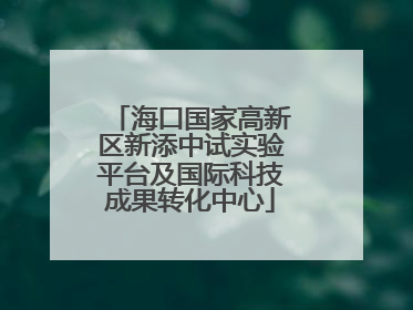 海口国家高新区新添中试实验平台及国际科技成果转化中心