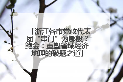 浙江各市党政代表团“串门”为哪般？鲍金：重塑省域经济地理的破题之道