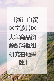 浙江自贸区宁波片区大宗商品资源配置枢纽研究基地揭牌