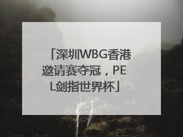 深圳WBG香港邀请赛夺冠，PEL剑指世界杯