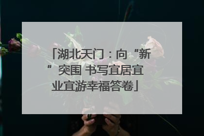 湖北天门：向“新”突围 书写宜居宜业宜游幸福答卷