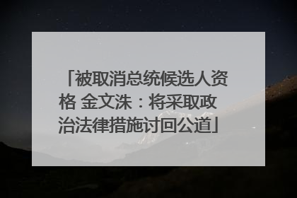 被取消总统候选人资格 金文洙：将采取政治法律措施讨回公道