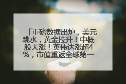重磅数据出炉，美元跳水，黄金拉升！中概股大涨！英伟达涨超4%，市值重返全球第一！黄仁勋计划出售至多600万股股票