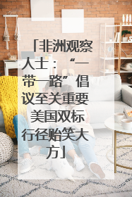 非洲观察人士：“一带一路”倡议至关重要 美国双标行径贻笑大方