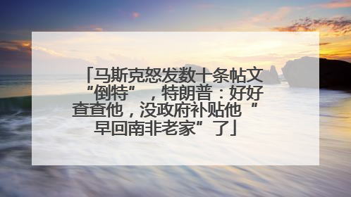 马斯克怒发数十条帖文“倒特”，特朗普：好好查查他，没政府补贴他“早回南非老家”了